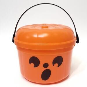 Vintage 1986 McDonald's McBoo Halloween Pumpkin Pail Bucket w/ Lid​​